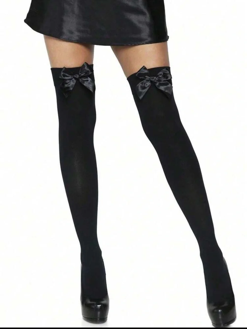 Black Bow Over the Knee Socks
